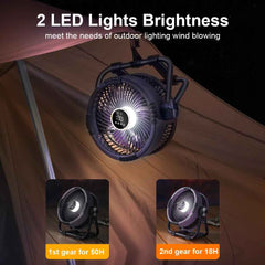 Camping Fan 20000mAh Rechargeable Portable Outdoor Camping Fan Air Circulators Wireless Tent Ceiling Fans with Hook and Light