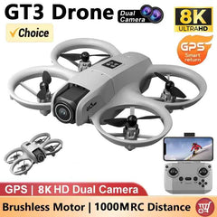 NEW Drones GT3 GPS 8K Professional HD 180° Dual Cameras 5G WIFI Brushless Motors Obstacle Avoidance FPV Foldable Quadcopter Toys