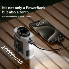 Outdoor Portable Waist Fan Hanging Neck Fan Strong Wind with Power Bank 20000mAh LED Lighting for Sports Courier Outdoor Working