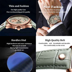 POEDAGAR Luxury Business Men's Quartz Wristwatch Waterproof Luminous Date Leather Man Watch Fashion Watches For Men Reloj Hombre
