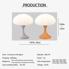 Touch mushroom light with adjustable brightness 3 home lighting modes bedroom bedside lights dining room decorative lights