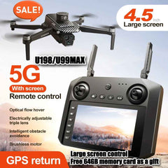 U33/U99 4.5-inch screen controlled drone GPS positioning dual camera brushless motor aircraft laser obstacle avoidance remote